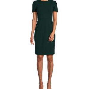 Calvin Klein Short Pleated Sleeve Crew Neck Sheath Dress